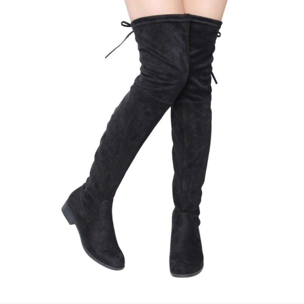 Thigh high suede boots